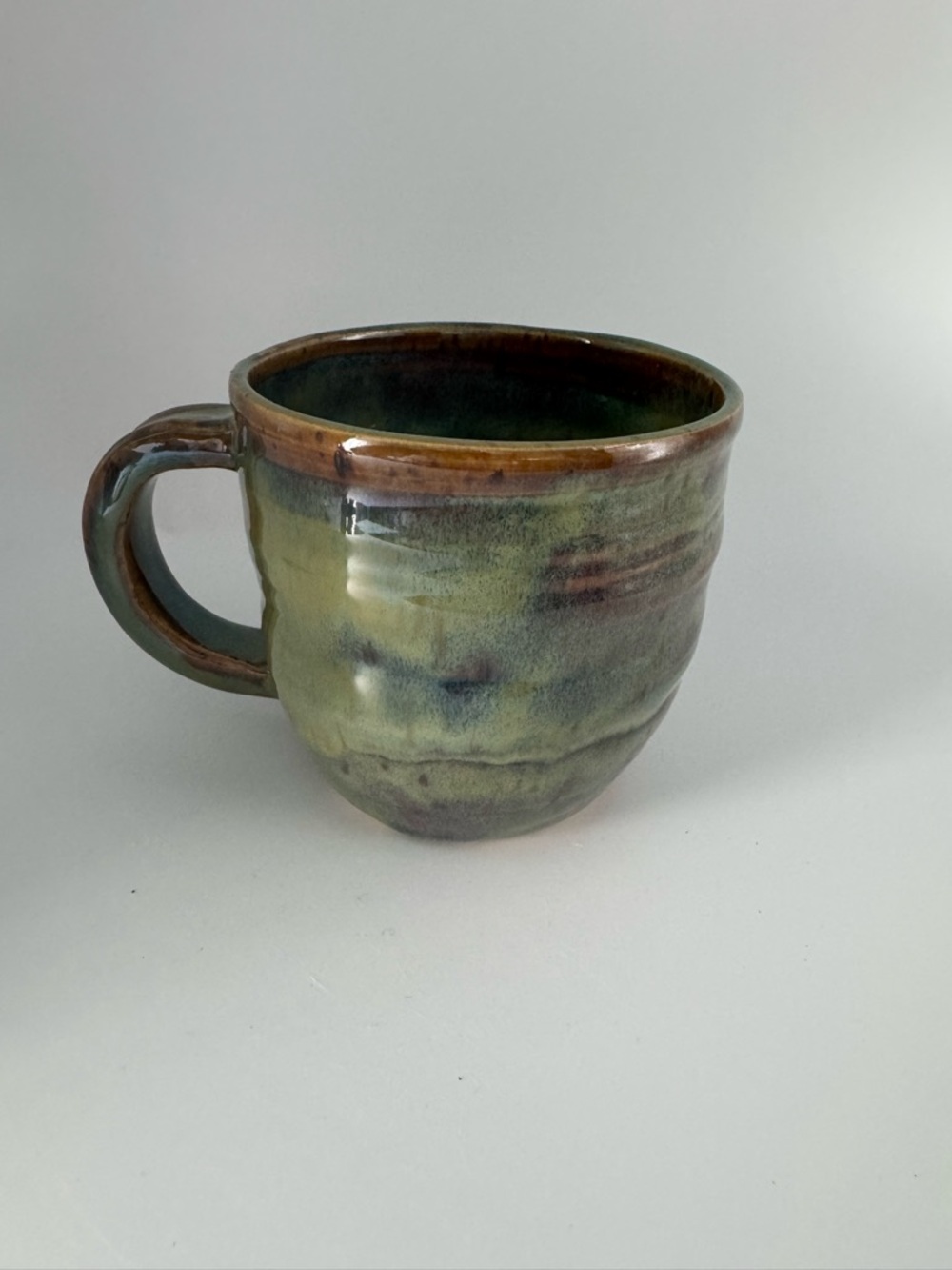 Handcrafted Ceramic Mug in Green and Brown